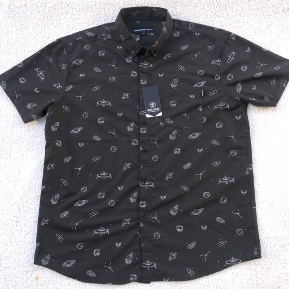 Molokai shirt button down alien outer space spaceship rocket print men’s XXL NWT - Picture 2 of 9